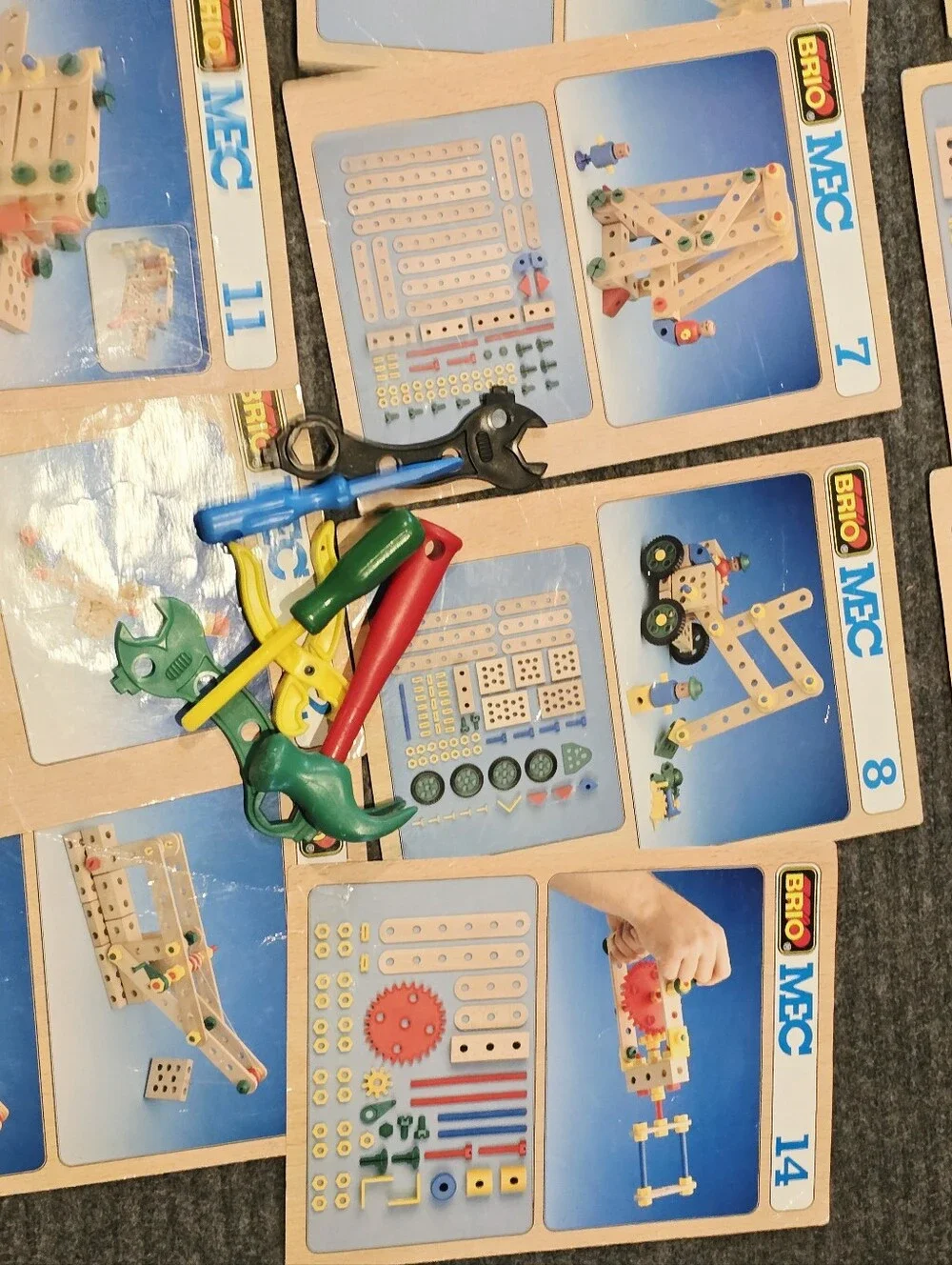Vintage Brio Mec Construction Set Wood Plastic Toys Tools Stem Parts